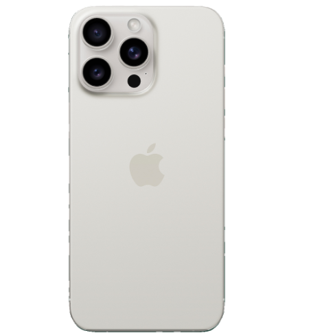 The back of an iPhone 15 Pro Max showcasing its dual-camera setup, capturing stunning photos and videos.