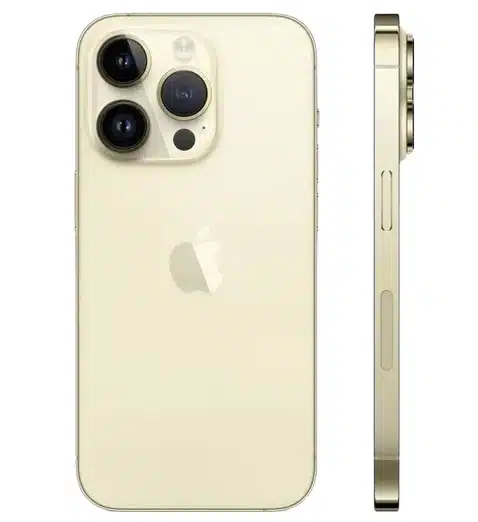 A silver-cased iPhone 14 Pro Max is displayed in the image.