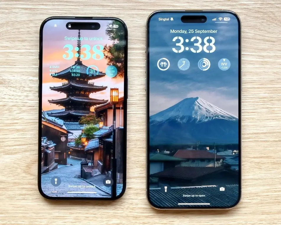 image presents iPhone 15 Pro vs. iPhone 15 Pro Max in design