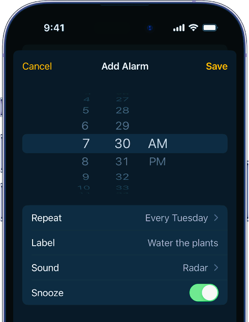screen for an iPhone on how to change alarm sound